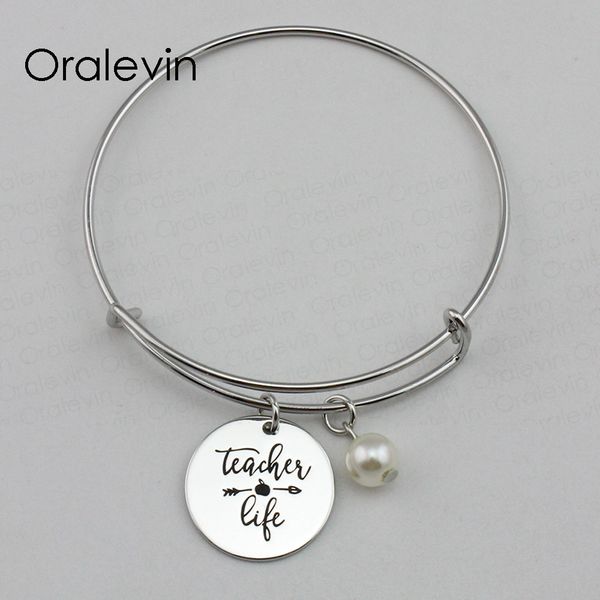 teacher life inspirational hand stamped engraved custom pendant wire expandable bangle bracelet gift jewelry,10pcs/lot, #ln2268b, Black
teacher life inspirational hand stamped engraved custom pendant wire expandable bangle bracelet gift jewelry,10pcs/lot, #ln2268b, Black