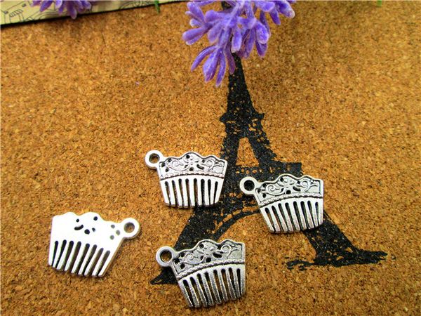 75pcs--hair comb charms, antique tibetan silver tone cute hair comb charm pendants 18x13mm, Bronze;silver 
75pcs--hair comb charms, antique tibetan silver tone cute hair comb charm pendants 18x13mm, Bronze;silver