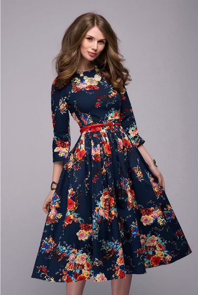 autumn printing dress 2018 elegant three quarter sleeve a-line dress o-neck mid-calf vintage women no belt, White;black
autumn printing dress 2018 elegant three quarter sleeve a-line dress o-neck mid-calf vintage women no belt, White;black