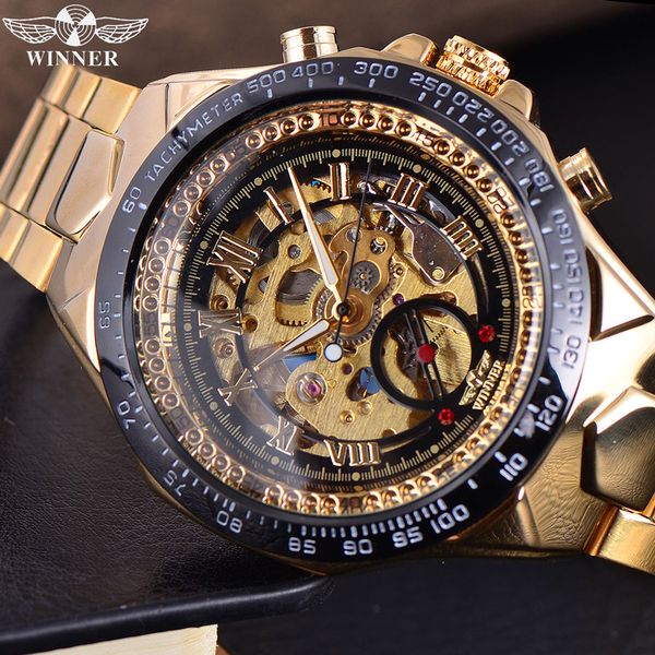 winner automatic mechanical watches men's gold luxury steel wrist watch men sport skeleton army clock gift, Slivery;brown
winner automatic mechanical watches men's gold luxury steel wrist watch men sport skeleton army clock gift, Slivery;brown