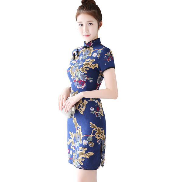 2018 new print women flower qipao summer handmade button split dress short sleeve chinese mandarin collar cheongsam s-3xl, Red
2018 new print women flower qipao summer handmade button split dress short sleeve chinese mandarin collar cheongsam s-3xl, Red