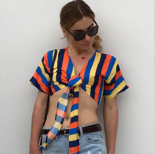 latest fashion wear short colored striped blouse women crop new arrival short sleeve girl shirts, White
latest fashion wear short colored striped blouse women crop new arrival short sleeve girl shirts, White