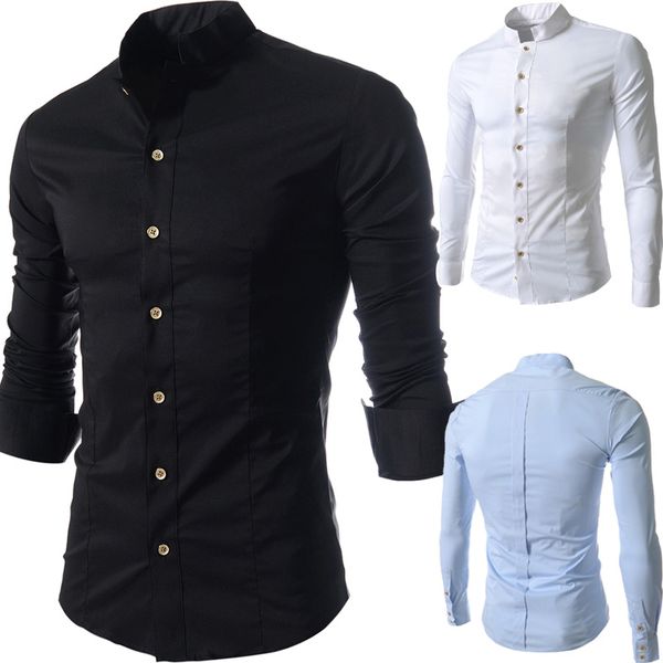 classic pure color men's shirt mandarin collar uk fashion 2016 new arrival young boys slim fit men clothes long sleeve ship, White;black
classic pure color men's shirt mandarin collar uk fashion 2016 new arrival young boys slim fit men clothes long sleeve ship, White;black