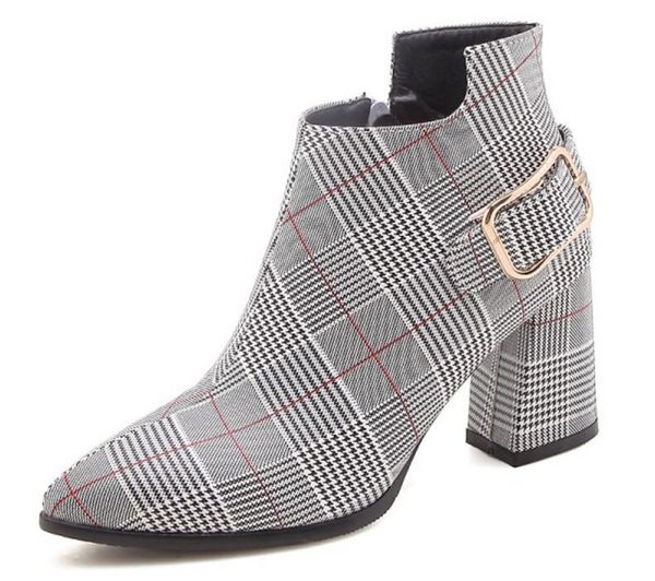 ladies chaussure women luxury grid leather shoes woman zapatos mujer sapato ankle boots chunky high heels booties pumps, Black
ladies chaussure women luxury grid leather shoes woman zapatos mujer sapato ankle boots chunky high heels booties pumps, Black