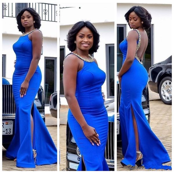 2021 backless royal blue slim prom dresses long beaded side split formal evening party wear satin mermaid vestidos de soiree, Black
2021 backless royal blue slim prom dresses long beaded side split formal evening party wear satin mermaid vestidos de soiree, Black