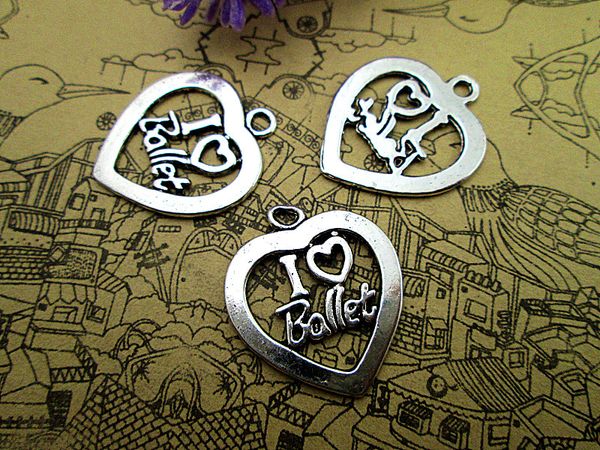 60pcs-ballet heart charms antique tibetan silver tone i love ballet 24x21mm, Bronze;silver
60pcs-ballet heart charms antique tibetan silver tone i love ballet 24x21mm, Bronze;silver