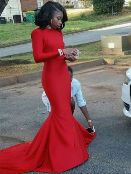 2021 plus size red african prom dresses long sleeves formal evening gowns backless high neck mermaid prom dress, Black
2021 plus size red african prom dresses long sleeves formal evening gowns backless high neck mermaid prom dress, Black