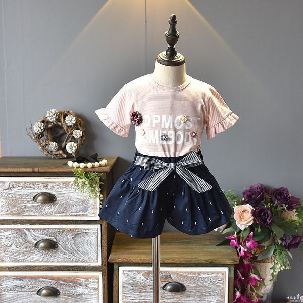 new summer girl handmade beaded flower striped t-shirt bowed skirt two piece 3-8 pants dress set, White
new summer girl handmade beaded flower striped t-shirt bowed skirt two piece 3-8 pants dress set, White