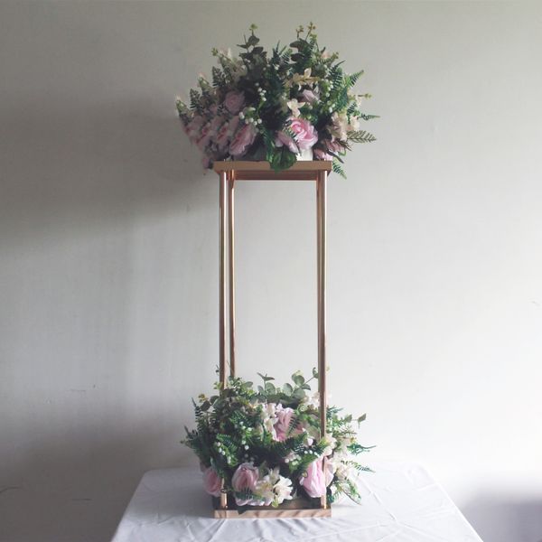 

32" Flower Vase Gold Column Stand Metal Road Lead Wedding Centerpiece Flower Rack For Event Party Decoration 10 PCS/ LOT