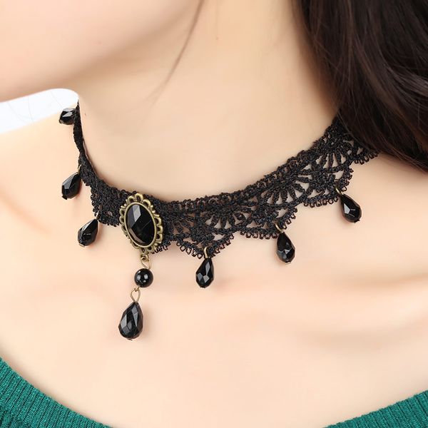 bohemia lace tattoo choker necklace women vintage black lace crystal necklaces gothic punk collar choker jewelry, Silver
bohemia lace tattoo choker necklace women vintage black lace crystal necklaces gothic punk collar choker jewelry, Silver