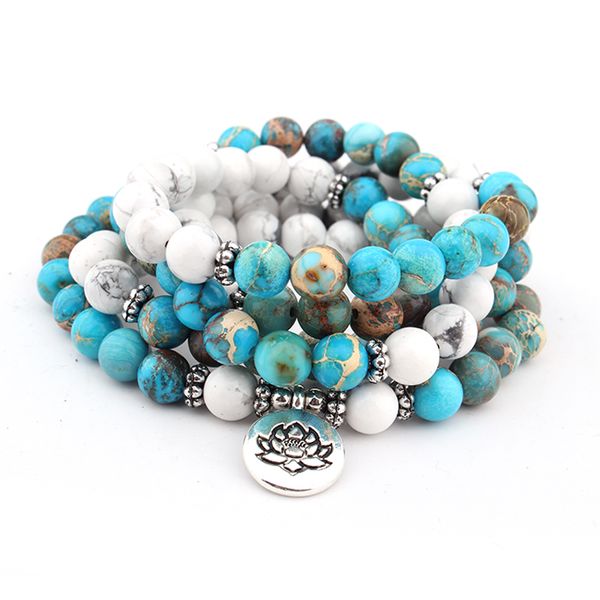 fashion design howlite natural stone mala bracelet 108 beads mala wrap bracelet or lotus, Golden;silver
fashion design howlite natural stone mala bracelet 108 beads mala wrap bracelet or lotus, Golden;silver