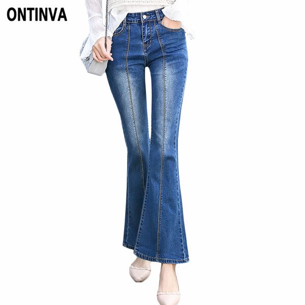 women denim long flare jeans with pockets 2018 fashion slim officewear elegant pants femme casual patchwork zipper trousers, Blue
women denim long flare jeans with pockets 2018 fashion slim officewear elegant pants femme casual patchwork zipper trousers, Blue