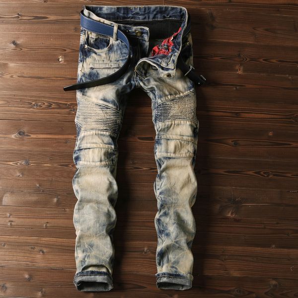 jeans men 2018 spring new distressed jeans male cotton slim fit zipper spliced casual denim trousers brand clothing, Blue
jeans men 2018 spring new distressed jeans male cotton slim fit zipper spliced casual denim trousers brand clothing, Blue