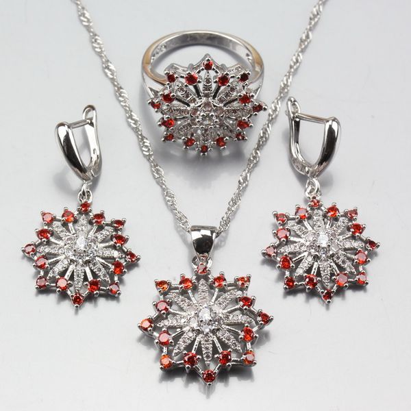 super 6-color snowflake style jewelry sets red zircon 925 sterling silver earrings pendant necklace ring size 6/7/8/9/10, Slivery;golden
super 6-color snowflake style jewelry sets red zircon 925 sterling silver earrings pendant necklace ring size 6/7/8/9/10, Slivery;golden