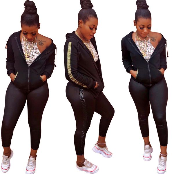 sweater trousers suits women's suit long sleeves ribbon sequins splicing pants suit leisure time motion new style, White
sweater trousers suits women's suit long sleeves ribbon sequins splicing pants suit leisure time motion new style, White