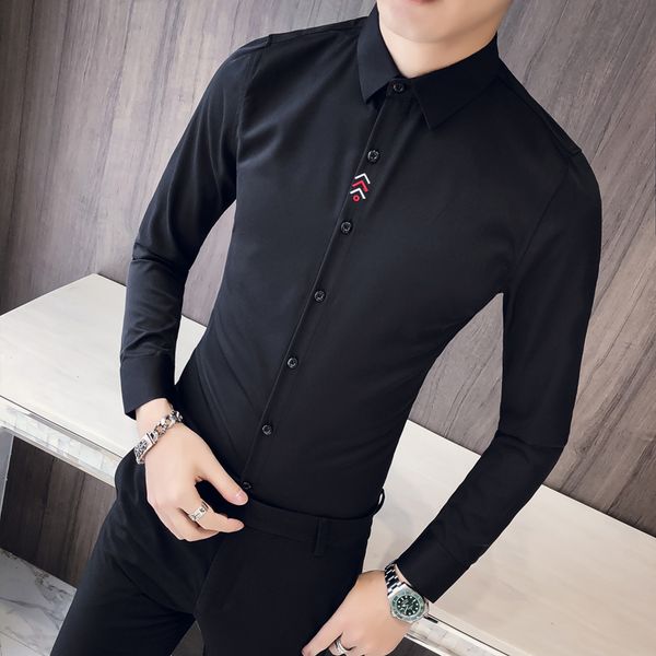 2018 spring and summer new men's solid color cotton simple youth temperament casual shirt personality long sleeve fashion, White;black
2018 spring and summer new men's solid color cotton simple youth temperament casual shirt personality long sleeve fashion, White;black