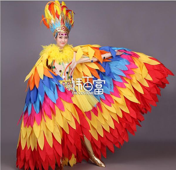 limited new luxury stage clothes for singers opening dance feather headdress dance dress, Black;red
limited new luxury stage clothes for singers opening dance feather headdress dance dress, Black;red
