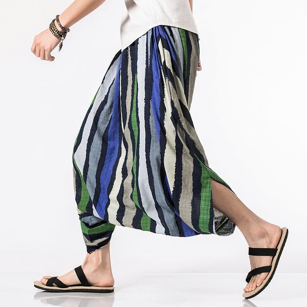 men's striped big crotch casual skirt pants elastic waist wide leg harem trousers male fashion asia travel pant, Black
men's striped big crotch casual skirt pants elastic waist wide leg harem trousers male fashion asia travel pant, Black