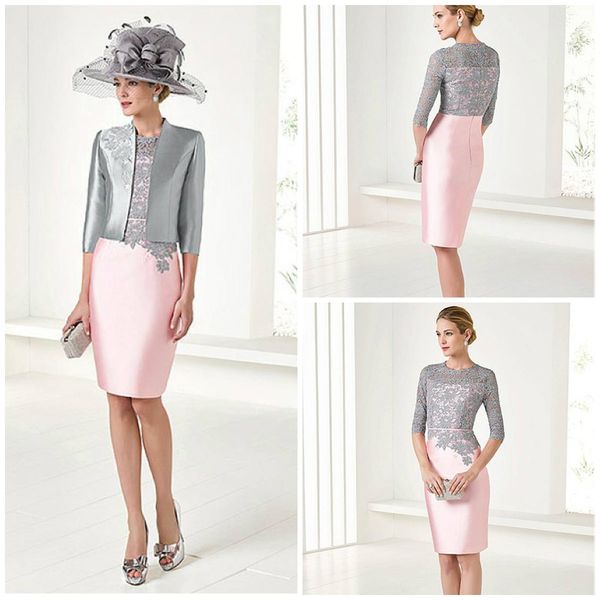 2018 elegant pink mother of the bride dresses with jacket knee length 3/4 long sleeve mother of the groom gowns plus size, Black;red
2018 elegant pink mother of the bride dresses with jacket knee length 3/4 long sleeve mother of the groom gowns plus size, Black;red