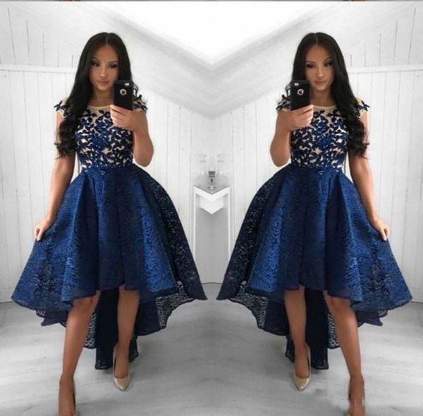 2019 Navy Blue Lace Cocktail Dresses A Line Jewel Neck High Low Short Party Prom Gowns Homecoming Dresses Arabic Vestidos
2019 Navy Blue Lace Cocktail Dresses A Line Jewel Neck High Low Short Party Prom Gowns Homecoming Dresses Arabic Vestidos