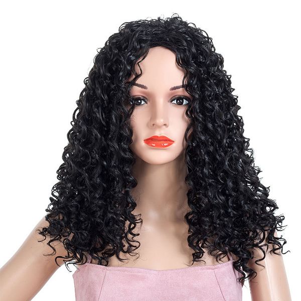 women afro long synthetic deep wave corn hair side bang chemical headgear dyed partial fiber heat resistant wig, Black
women afro long synthetic deep wave corn hair side bang chemical headgear dyed partial fiber heat resistant wig, Black