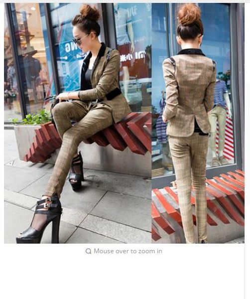 autumn/winter fashion suits female han edition grid two-piece women elastic high-grade cotton small suit jacket of big yards, White;black
autumn/winter fashion suits female han edition grid two-piece women elastic high-grade cotton small suit jacket of big yards, White;black