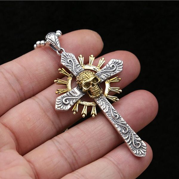 wholesale-2017 cross skull pendant 100% 925 sterling silver vintage necklace pendant men women punk skull cross pendant gift jewelry gp47, Black
wholesale-2017 cross skull pendant 100% 925 sterling silver vintage necklace pendant men women punk skull cross pendant gift jewelry gp47, Black