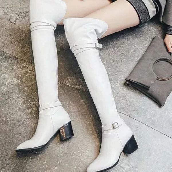 trendy autumn and winter thick-soled women's boots with knees, thin legs, boots, thick with pointed long boots, Black
trendy autumn and winter thick-soled women's boots with knees, thin legs, boots, thick with pointed long boots, Black