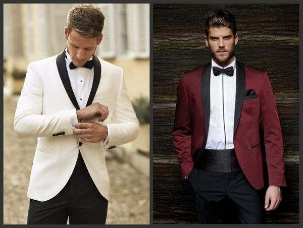 ivory/burgundy men wedding tuxdos groom tuxedos with black shawl lapel for men 2 piece suit customize(jacket+pants+tie+girdle)1, Black;gray
ivory/burgundy men wedding tuxdos groom tuxedos with black shawl lapel for men 2 piece suit customize(jacket+pants+tie+girdle)1, Black;gray