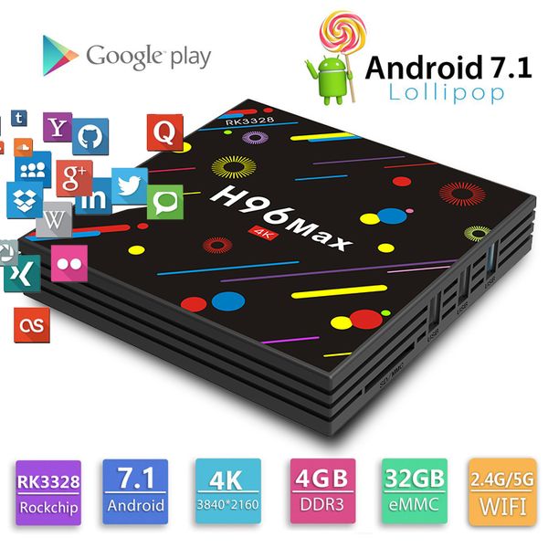 

Android 7 1 mart tv box h96 max new rockchip rk3328 tv box 4gb ddr3 32gb emmc dlna u b3 0 2 4g 5g ac wifi 4k h 265 hevc media player