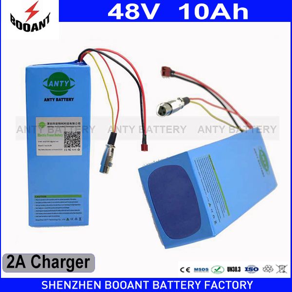 

ebike battery 48v 10ah 500w lithium battery pack with 54.6v 2a charger 15a bms electric bicycle 18650 rechargeable battery pack