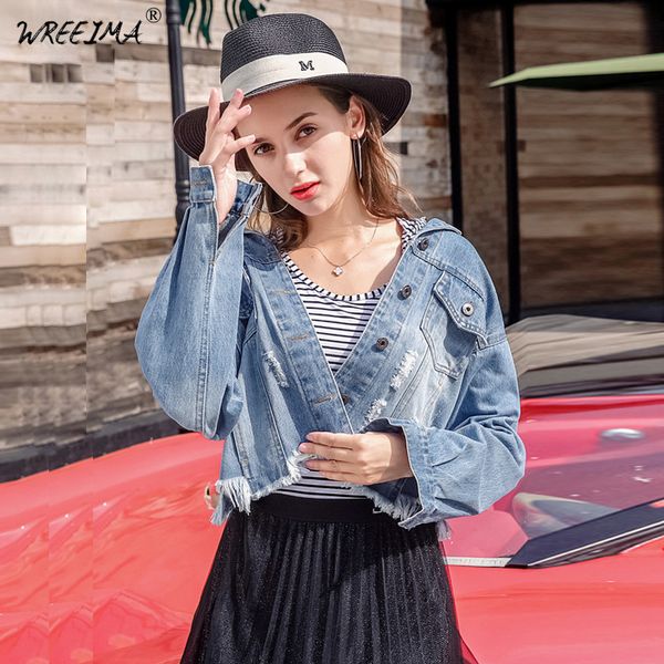 2018 long sleeve blue women casual denim jackets spring fall fashion letter short jean jacket plus size hole female clothing, Black;brown
2018 long sleeve blue women casual denim jackets spring fall fashion letter short jean jacket plus size hole female clothing, Black;brown