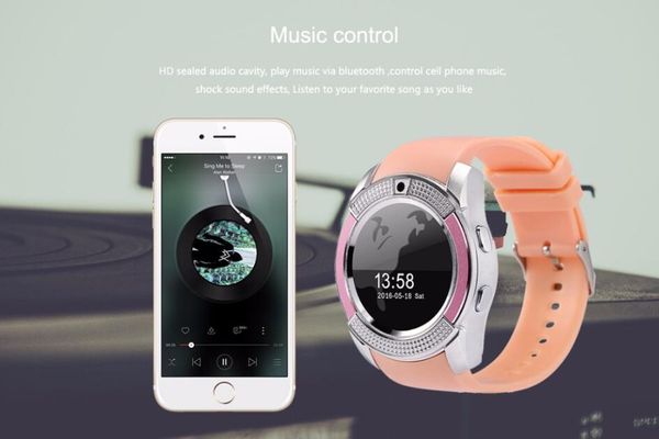 Image of V8 Smart Watch Bluetooth SmartWatch With 0.3M Camera SIM IPS HD Full Circle Display Smart Watch For Android System With Box