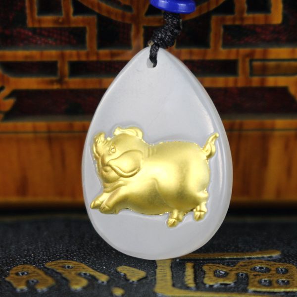 men women hetian jade necklace pendant 24k gold lovely pig water drop pendants for male female couple lovers fine jewelry, Silver
men women hetian jade necklace pendant 24k gold lovely pig water drop pendants for male female couple lovers fine jewelry, Silver