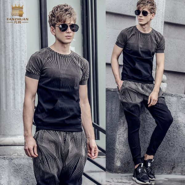 fanzhuan new casual 2018 male men's suit men summer thin round neck personality korean t shirt pants set 811004, Gray
fanzhuan new casual 2018 male men's suit men summer thin round neck personality korean t shirt pants set 811004, Gray
