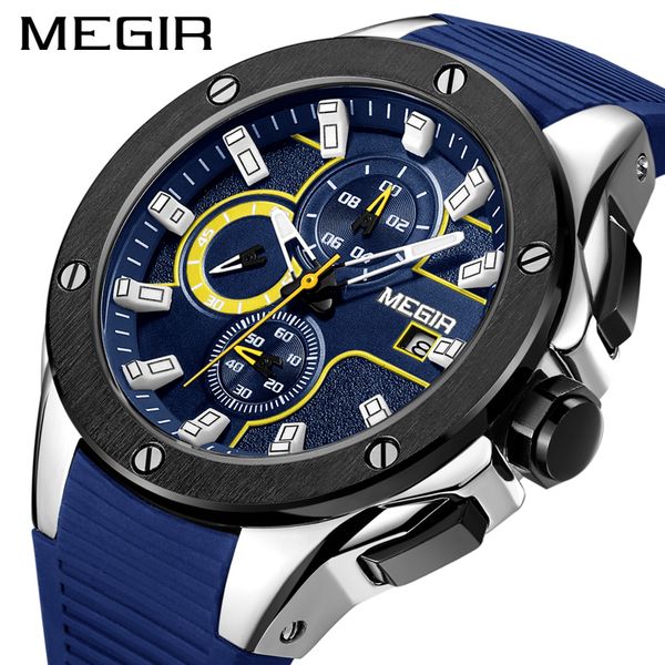 megir meigel men's watch sports pointer timing function silicone quartz men's watch, Slivery;brown
megir meigel men's watch sports pointer timing function silicone quartz men's watch, Slivery;brown