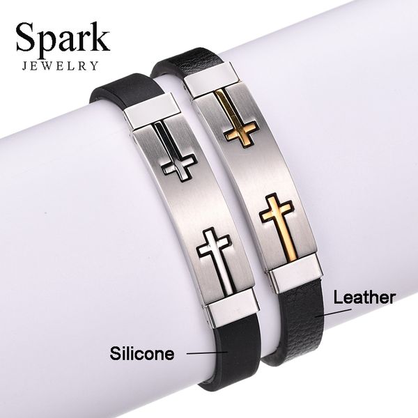 simple stainless steel double crosses wrap bracelets for men religious leather/silicone black buckle bracelets gift for father, Golden;silver
simple stainless steel double crosses wrap bracelets for men religious leather/silicone black buckle bracelets gift for father, Golden;silver