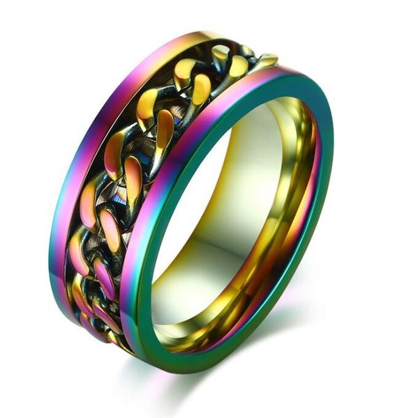8mm fashion rainbow stainless steel spiner ring for women/men comfort fit sale, Silver
8mm fashion rainbow stainless steel spiner ring for women/men comfort fit sale, Silver