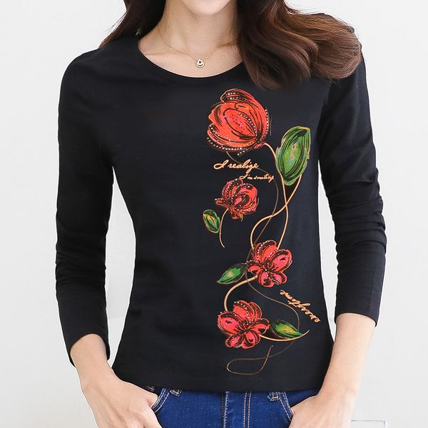women rhinestone t shirt 2018 autumn woman t-shirt diamond print flower letter tshirt womens clothing poleras de mujer moda, White
women rhinestone t shirt 2018 autumn woman t-shirt diamond print flower letter tshirt womens clothing poleras de mujer moda, White