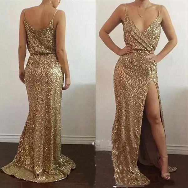 Sparkle Gold Side Split Sequined Prom Dresses For Women 2019 Sexy Spaghetti Strap Long Pageant Party Dress Evening Gowns
Sparkle Gold Side Split Sequined Prom Dresses For Women 2019 Sexy Spaghetti Strap Long Pageant Party Dress Evening Gowns