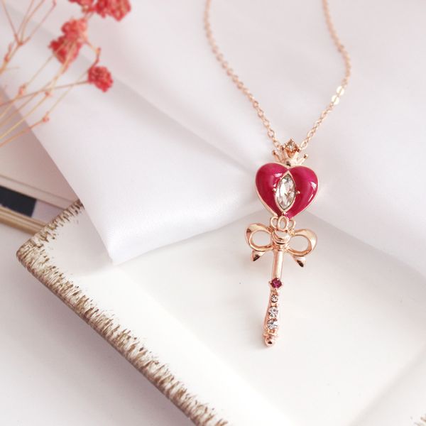 2018 new love heart rhinestone bow key crown necklace clavicle chain magic girl magic wand lovely necklace anime cosplay necklace, Silver
2018 new love heart rhinestone bow key crown necklace clavicle chain magic girl magic wand lovely necklace anime cosplay necklace, Silver