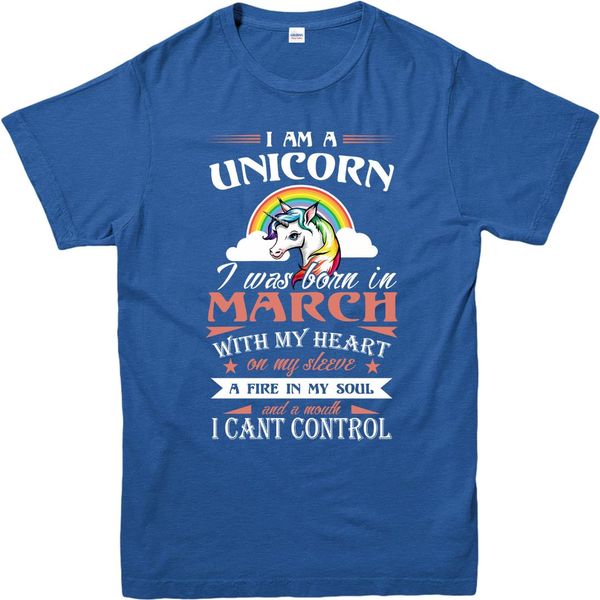i am a unicorn t-shirt, born in march with my heart, fire in my soul tee top, White;black
i am a unicorn t-shirt, born in march with my heart, fire in my soul tee top, White;black