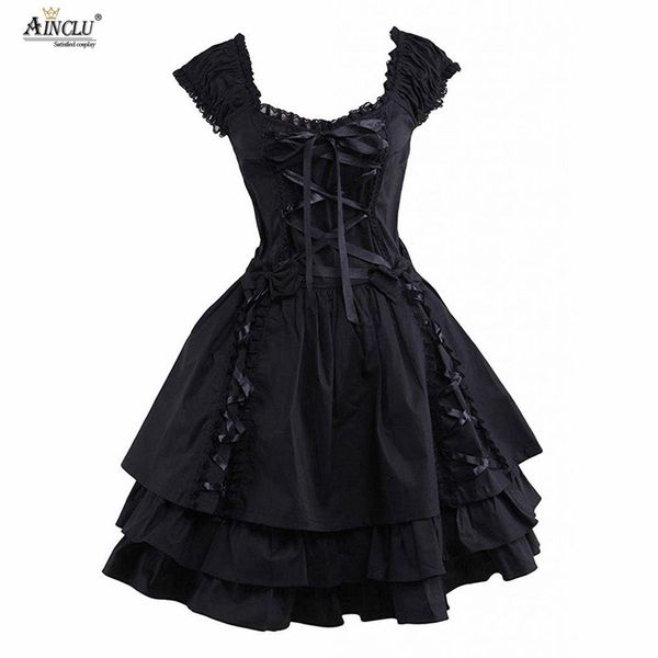 womens classic lolita dress gothic black layered lace-up cotton short sleeves cosplay costumes lolita dress party halloween, Black;red
womens classic lolita dress gothic black layered lace-up cotton short sleeves cosplay costumes lolita dress party halloween, Black;red