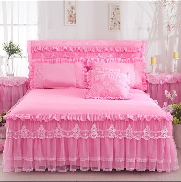1/3pcs lace bedding bed skirt pillowcases pink romantic wedding ruffle bed cover princess bedspreads sheet king queen twin
1/3pcs lace bedding bed skirt pillowcases pink romantic wedding ruffle bed cover princess bedspreads sheet king queen twin