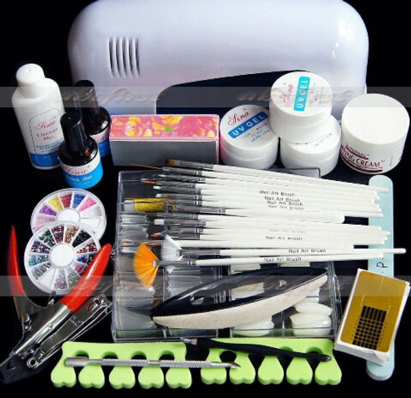 wholesale-pro. nail art 3 colors uv gel tool kits 9w white lamp(220v) brush remover nail glue tips acrylic set ing
wholesale-pro. nail art 3 colors uv gel tool kits 9w white lamp(220v) brush remover nail glue tips acrylic set ing