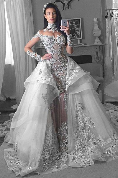 luxury crystal appliqued mermaid wedding dresses tulle sheath wedding dresses beach bridal gown chapel train custom made ba7171, White
luxury crystal appliqued mermaid wedding dresses tulle sheath wedding dresses beach bridal gown chapel train custom made ba7171, White