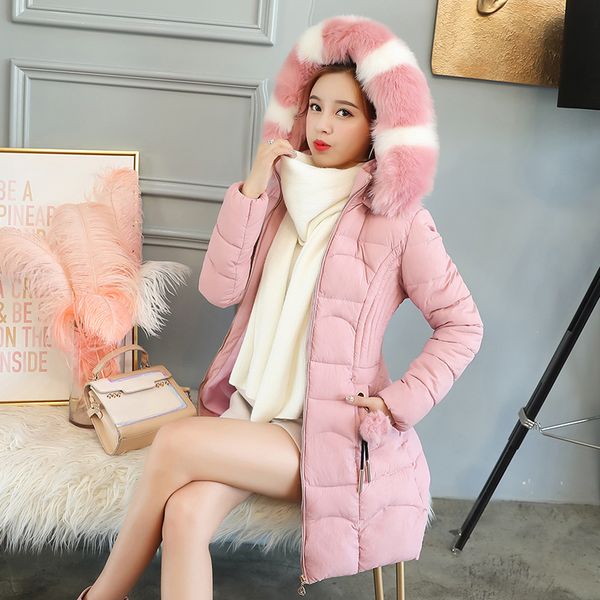 women winter warm parkas lady long down cotton coat female slim puffer jacket hooded big faux fur collar outwears abrigos mujer, Black
women winter warm parkas lady long down cotton coat female slim puffer jacket hooded big faux fur collar outwears abrigos mujer, Black