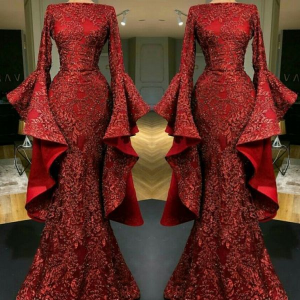 charming dark red prom dresses lace appliques trumpet long sleeves evening gowns saudi arabia mermaid party dress custom made, Black
charming dark red prom dresses lace appliques trumpet long sleeves evening gowns saudi arabia mermaid party dress custom made, Black