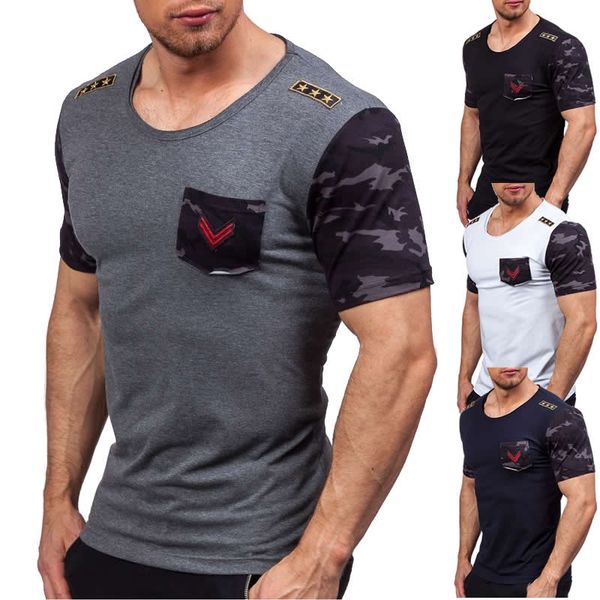 mens camouflage patchwork tshirts mans crew neck tees with epaulets summer male short sleeved ing, White;black
mens camouflage patchwork tshirts mans crew neck tees with epaulets summer male short sleeved ing, White;black