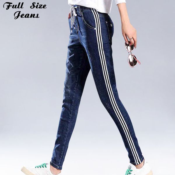 plus size side white stripe long pencil jeans 3xl 5xl 7xl oversized elastic waist stretch full length denim pants, Blue
plus size side white stripe long pencil jeans 3xl 5xl 7xl oversized elastic waist stretch full length denim pants, Blue